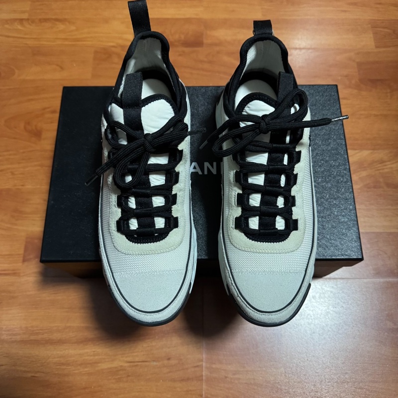 Chanel香奈兒徽標運動鞋 雙c休閒鞋 女款 白灰色 38.5碼-2