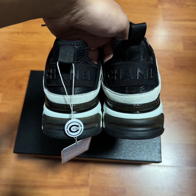 Chanel香奈兒徽標運動鞋 雙c休閒鞋 女款 白灰色 38.5碼-5