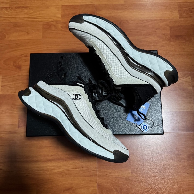 Chanel香奈兒徽標運動鞋 雙c休閒鞋 女款 白灰色 38.5碼-7