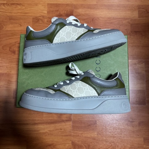 Gucci正品古馳Chunky B餅乾鞋 板鞋 男款 白藍綠 43碼