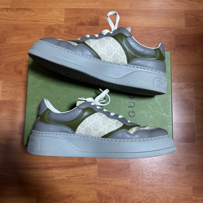 Gucci正品古馳Chunky B餅乾鞋 板鞋 男款 白藍綠 43碼-2