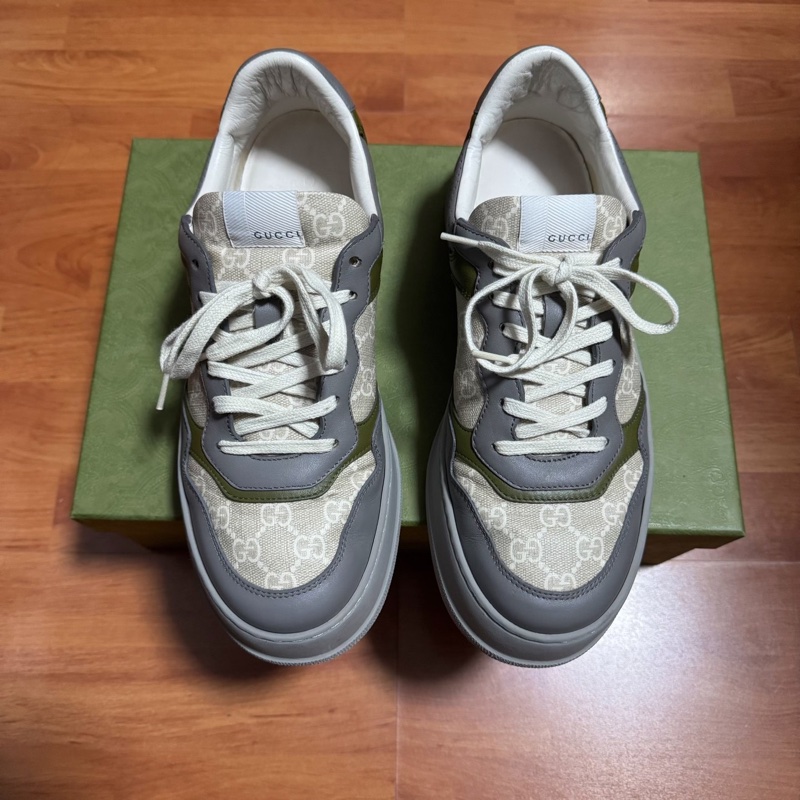 Gucci正品古馳Chunky B餅乾鞋 板鞋 男款 白藍綠 43碼-3