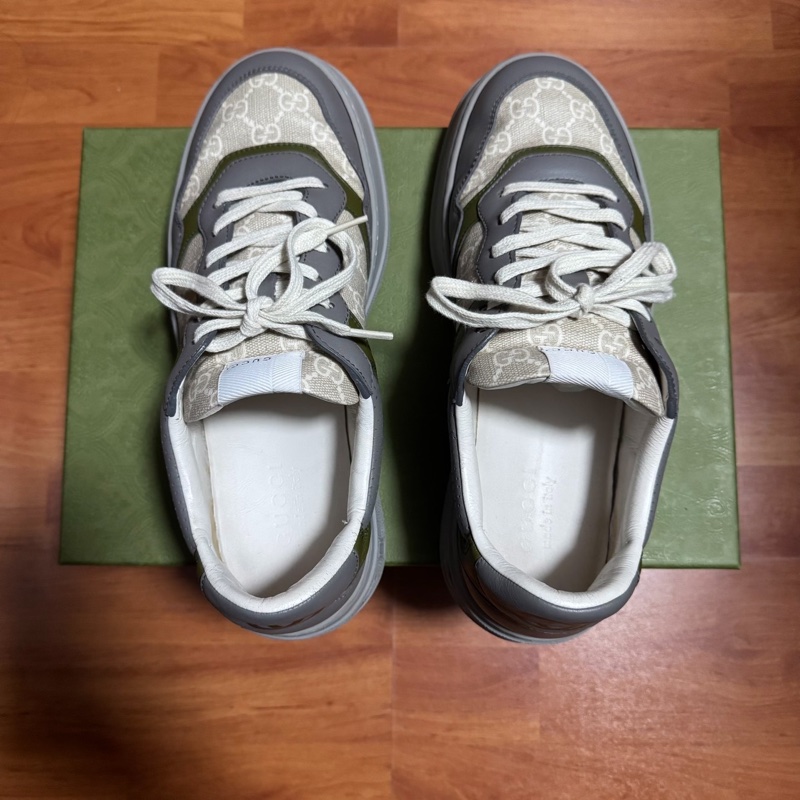 Gucci正品古馳Chunky B餅乾鞋 板鞋 男款 白藍綠 43碼-4