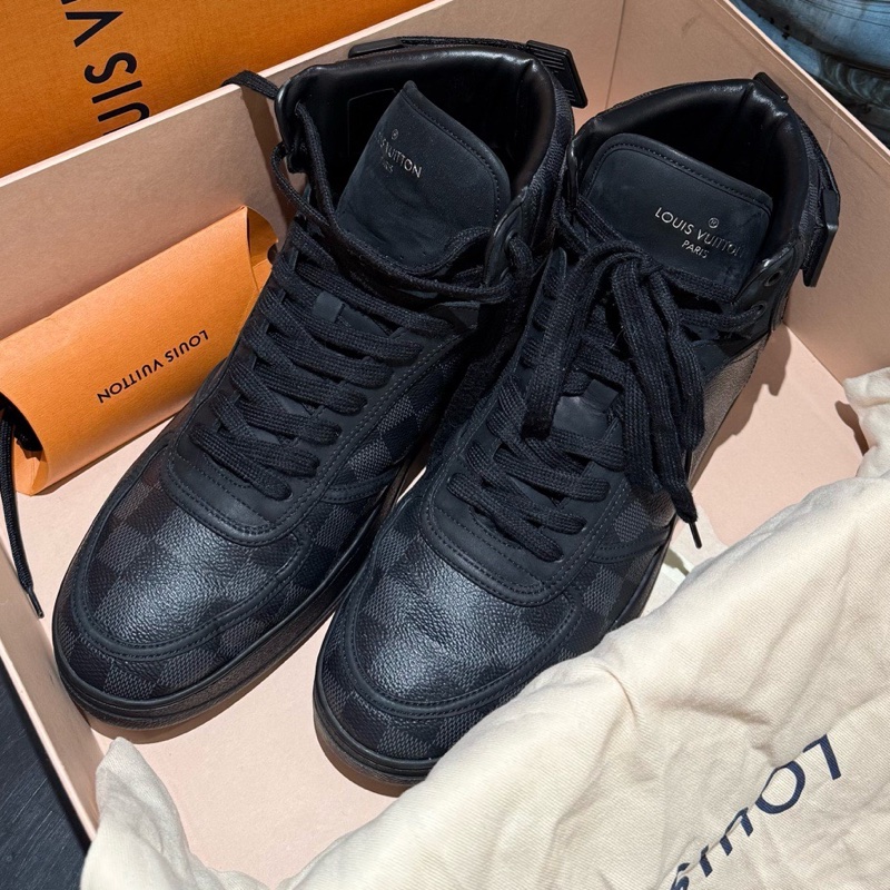 Louis Vuitton黑棋盤格高幫男鞋 8碼 42碼 附件：塵袋-0