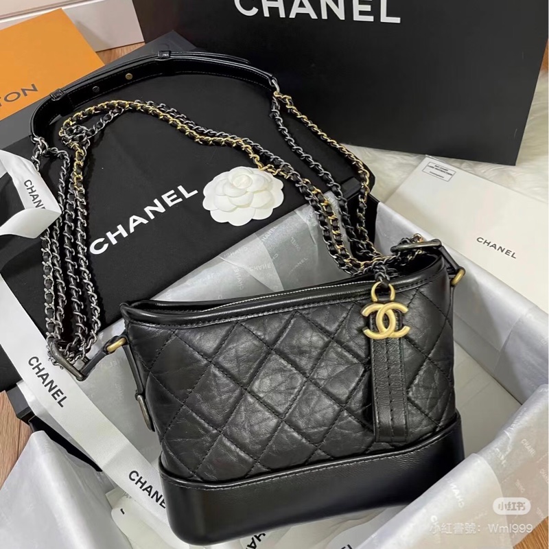Chanel • Gabrielle 經典黑金牛皮流浪包 小號 芯片款 有購證✔️-1