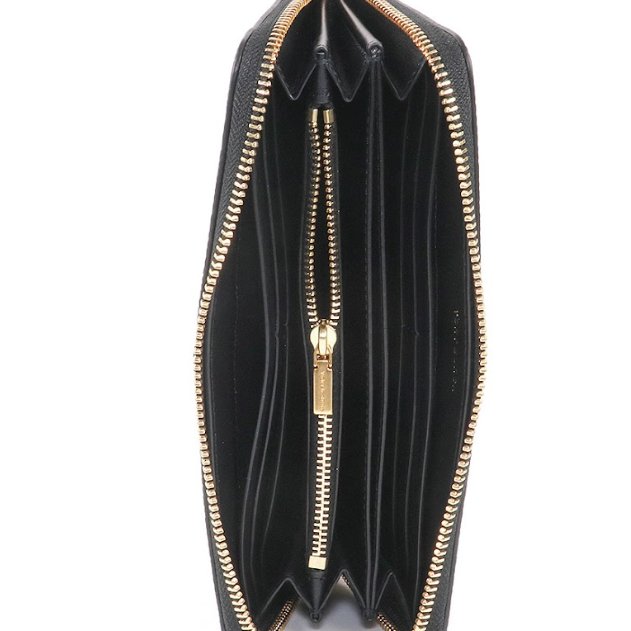 快速出貨!【TORY BURCH】縫線ㄇ型拉鍊長夾-黑色-1