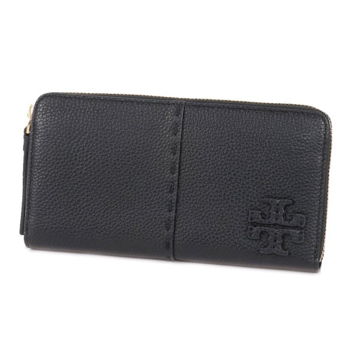 快速出貨!【TORY BURCH】縫線ㄇ型拉鍊長夾-黑色-3