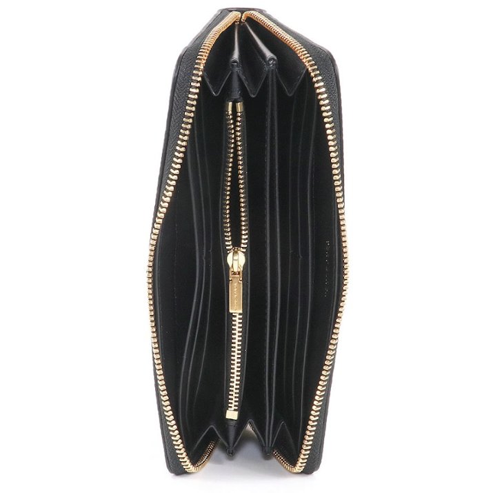 快速出貨!【TORY BURCH】縫線ㄇ型拉鍊長夾-黑色-4