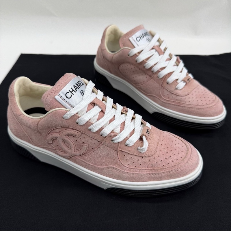 CHANEL香奈兒 麂皮雙C大logo 絨面革 女款 粉色 37.5碼-2