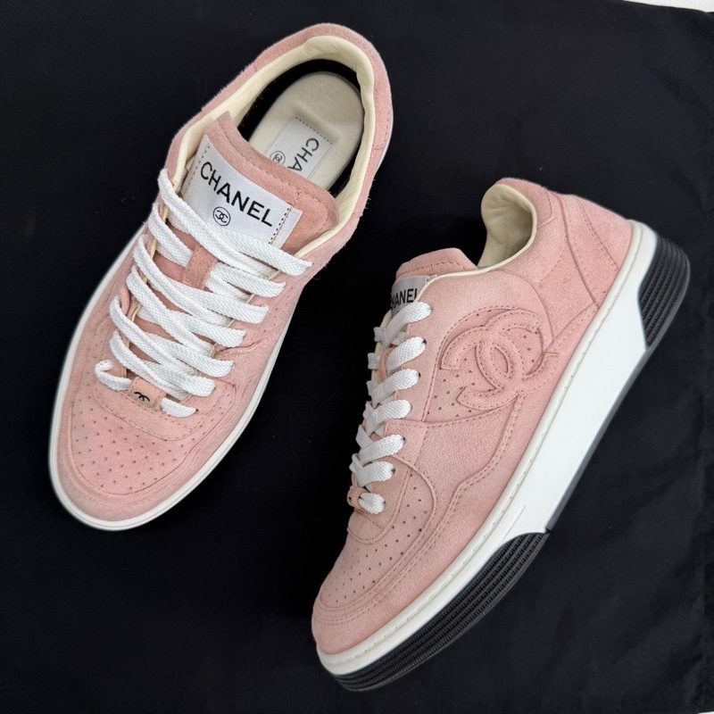 CHANEL香奈兒 麂皮雙C大logo 絨面革 女款 粉色 37.5碼-7