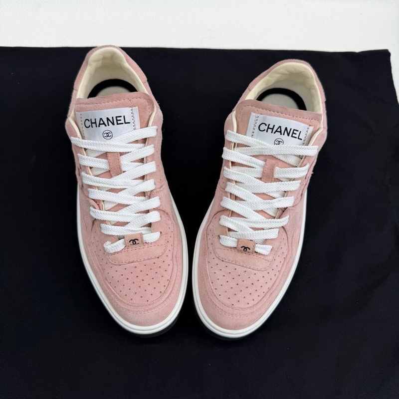 CHANEL香奈兒 麂皮雙C大logo 絨面革 女款 粉色 37.5碼-8