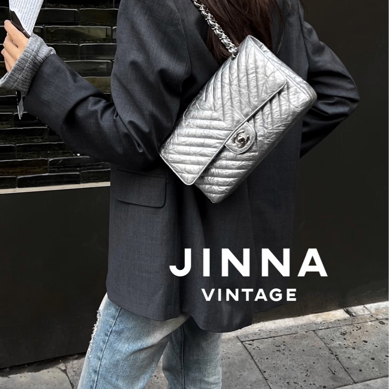 Chanel • 稀有液態銀爆裂紋山形紋牛皮Cf 25翻蓋包 全配✔️-2