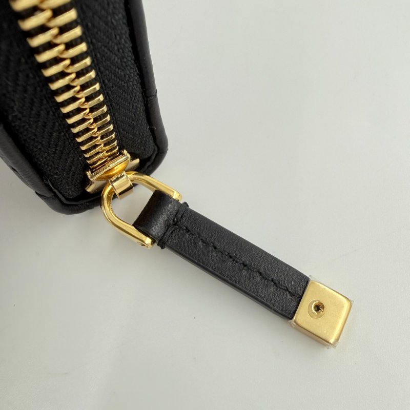 DIOR - 黑色羊皮Macrocannage大籐格紋金釦拉鍊長夾-14