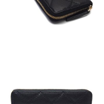 快速出貨!【TORY BURCH】羊皮皮革菱格紋質感拉鍊長夾-黑色-3