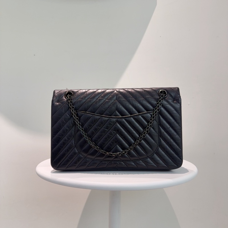 Chanel • 稀有全黑山形紋牛皮2.55 So Black 中號 有卡✔️-5