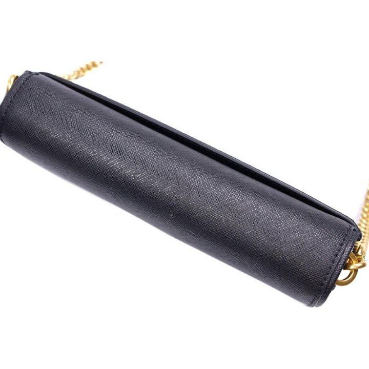 快速出貨!【TORY BURCH】十字紋防刮皮革掀蓋按釦斜背包-黑色-2