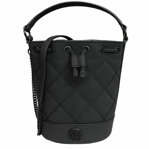 快速出貨！【TORY BURCH】霧面菱格紋兩用水統包-黑色