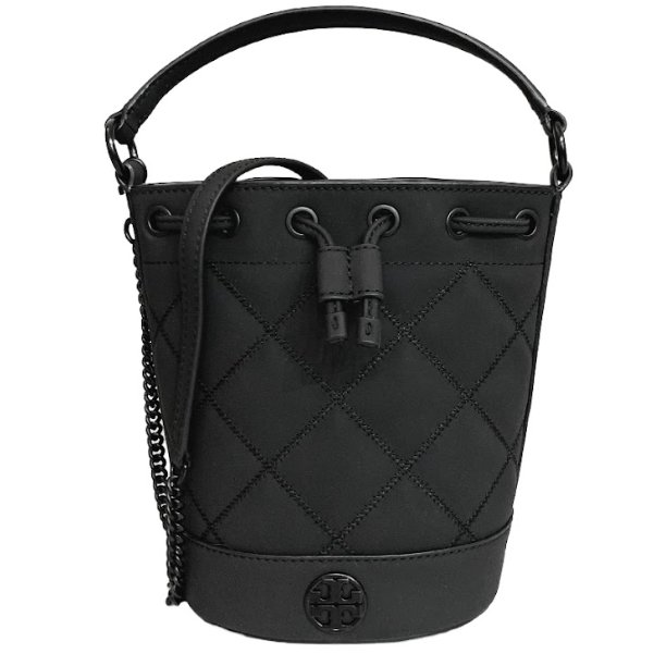 快速出貨！【TORY BURCH】霧面菱格紋兩用水統包-黑色-0