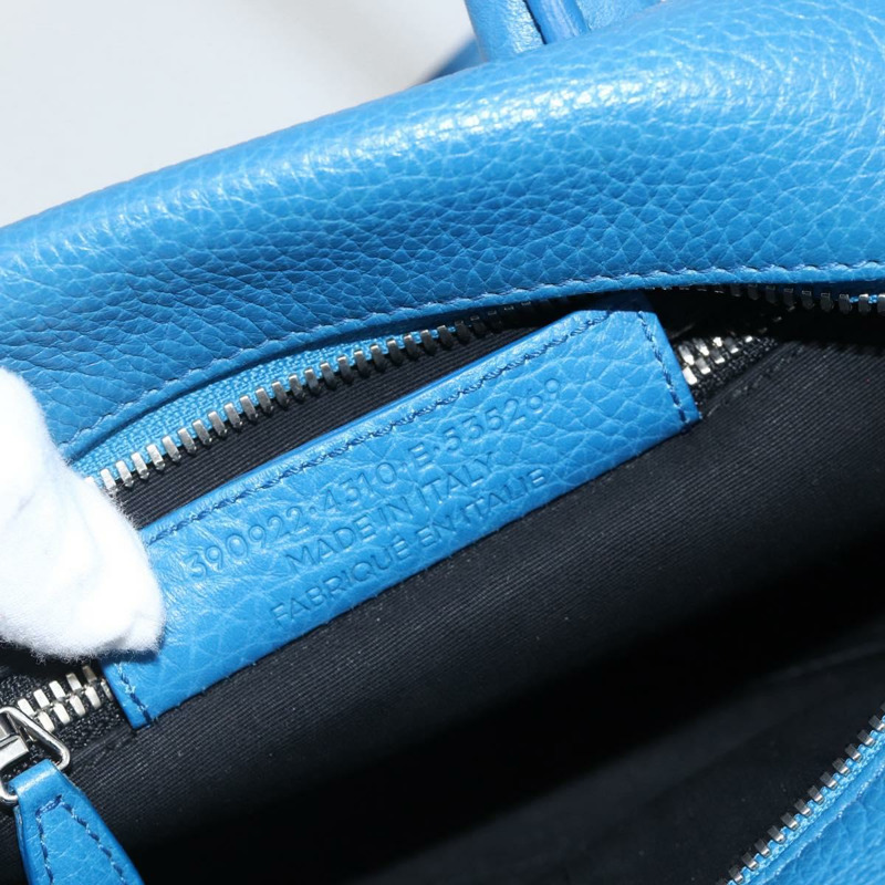 【日本直送】BALENCIAGA Infanta 手提包皮革 2way 藍色銀色 390922 正品 mr2222A-11