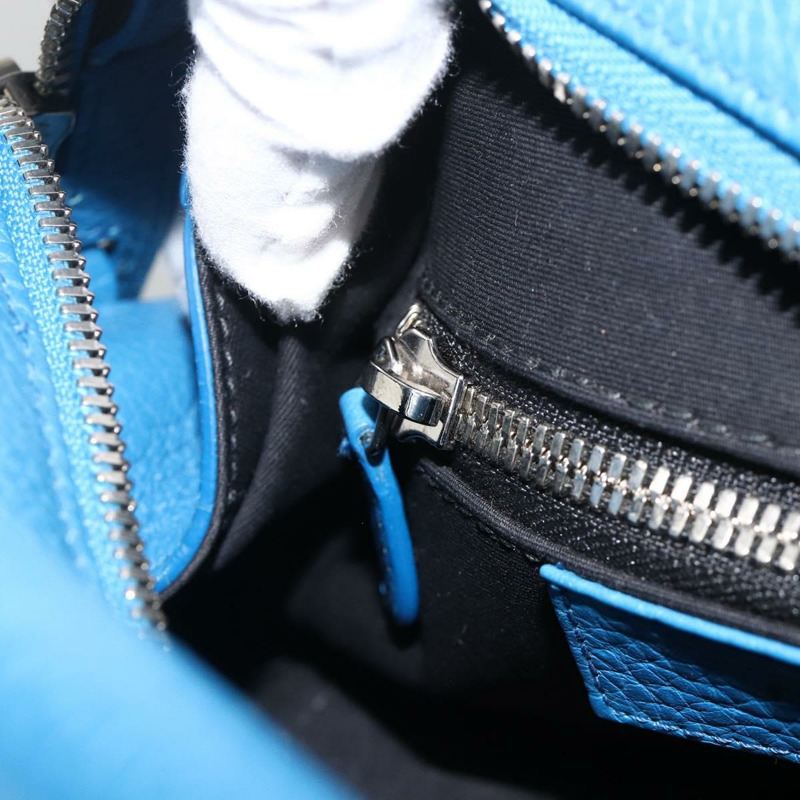 【日本直送】BALENCIAGA Infanta 手提包皮革 2way 藍色銀色 390922 正品 mr2222A-23