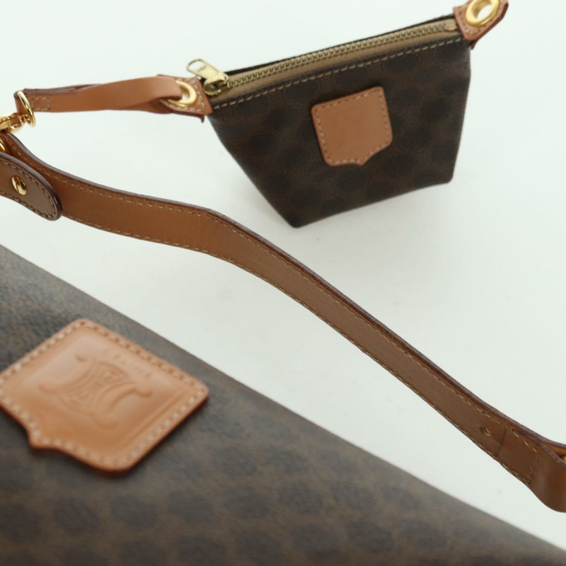 【日本直送】CELINE Macadam帆布手提包 PVC皮革 棕色金色 正品 SW2249V-13