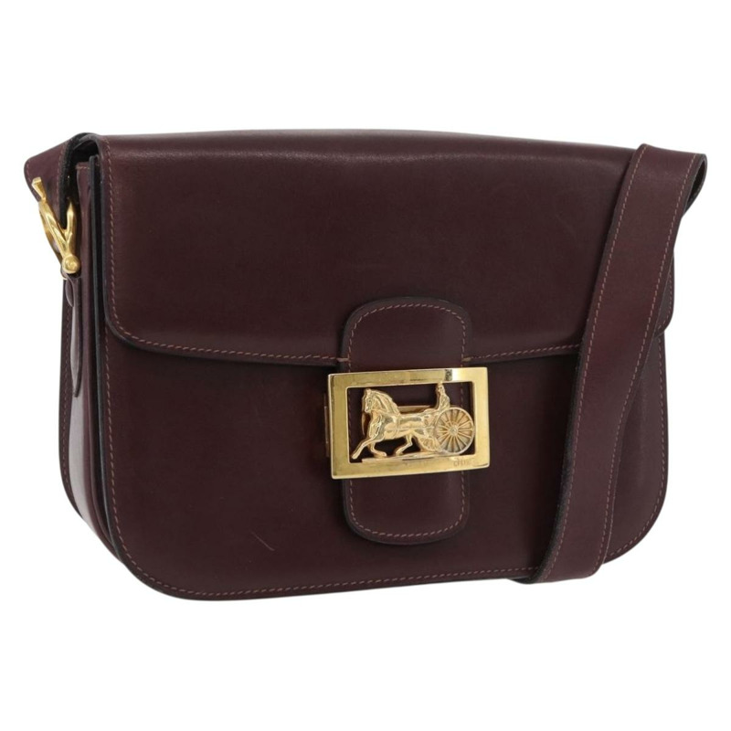 【日本直送】CELINE 馬車圖案單背包,波爾多紅金色皮革,正品編號 174318A-0