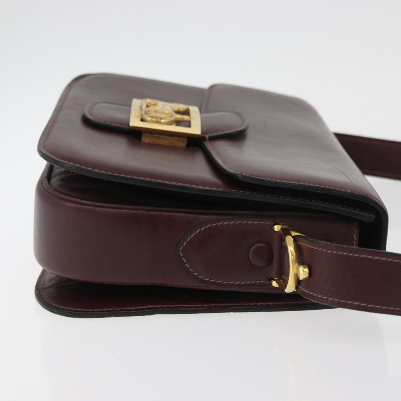 【日本直送】CELINE 馬車圖案單背包,波爾多紅金色皮革,正品編號 174318A-2