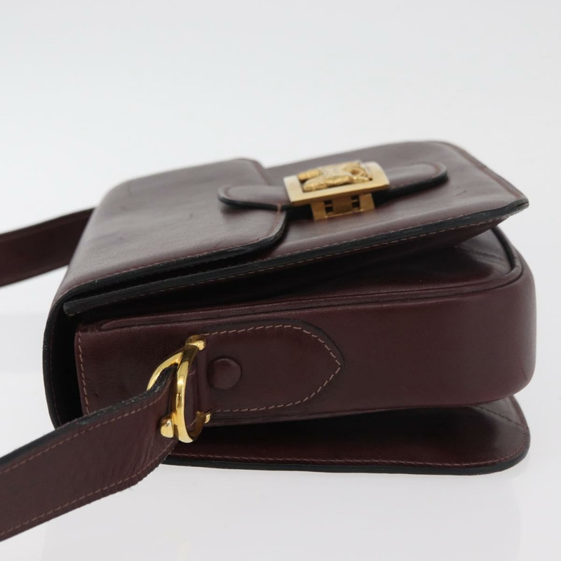 【日本直送】CELINE 馬車圖案單背包,波爾多紅金色皮革,正品編號 174318A-3