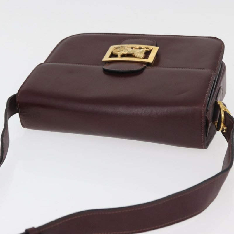 【日本直送】CELINE 馬車圖案單背包,波爾多紅金色皮革,正品編號 174318A-5