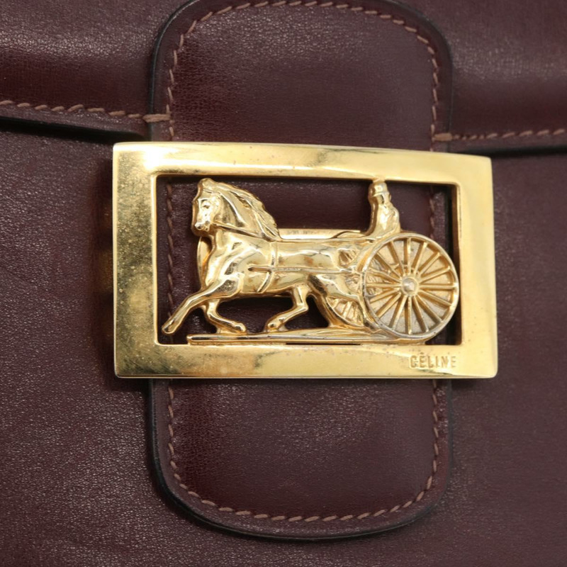 【日本直送】CELINE 馬車圖案單背包,波爾多紅金色皮革,正品編號 174318A-16