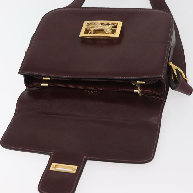 【日本直送】CELINE 馬車圖案單背包,波爾多紅金色皮革,正品編號 174318A-17