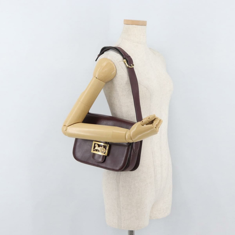 【日本直送】CELINE 馬車圖案單背包,波爾多紅金色皮革,正品編號 174318A-25