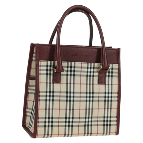 BURBERRY Nova 格紋手提包帆布皮革米色金色正品 am11220V