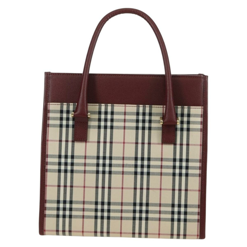 【日本直送】BURBERRY Nova 格紋手提包帆布皮革米色金色正品 am11220V-1