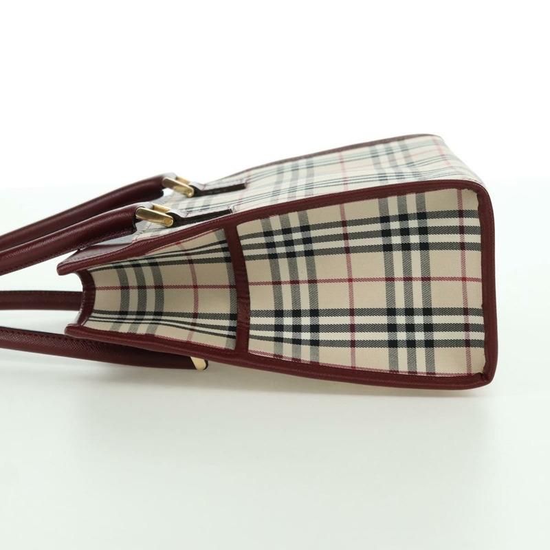 【日本直送】BURBERRY Nova 格紋手提包帆布皮革米色金色正品 am11220V-2