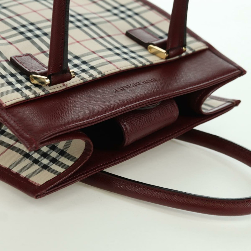 【日本直送】BURBERRY Nova 格紋手提包帆布皮革米色金色正品 am11220V-5