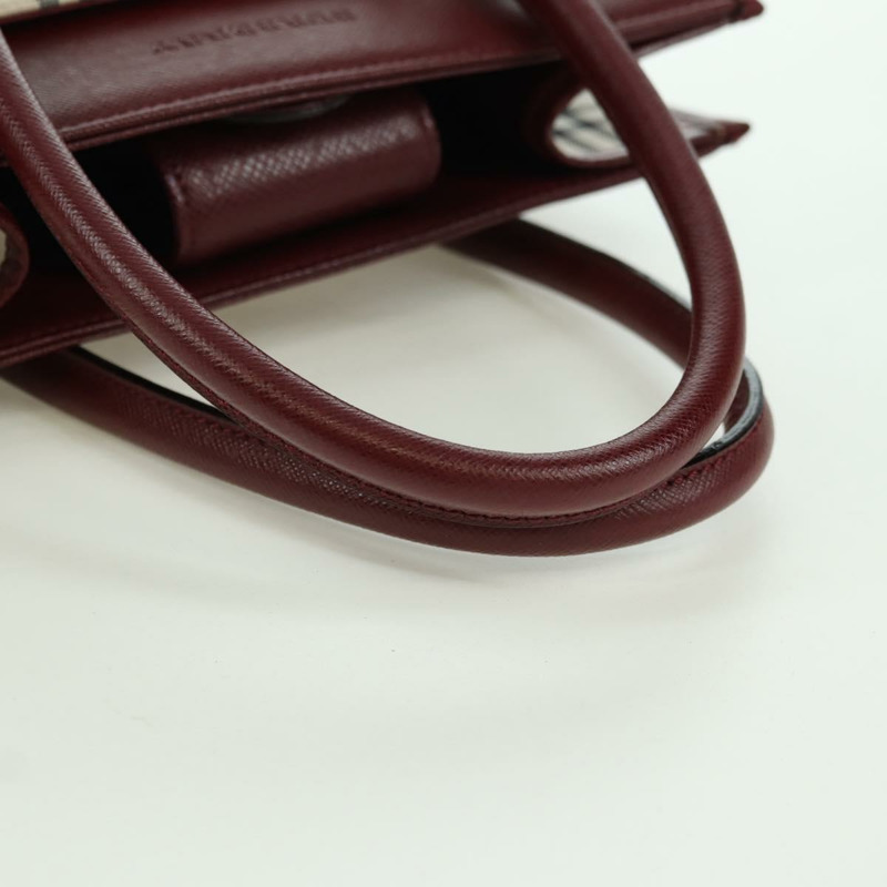 【日本直送】BURBERRY Nova 格紋手提包帆布皮革米色金色正品 am11220V-6