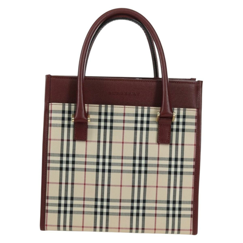 【日本直送】BURBERRY Nova 格紋手提包帆布皮革米色金色正品 am11220V-12