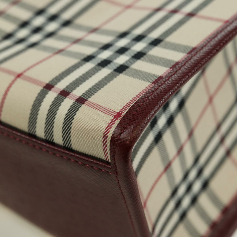 【日本直送】BURBERRY Nova 格紋手提包帆布皮革米色金色正品 am11220V-13