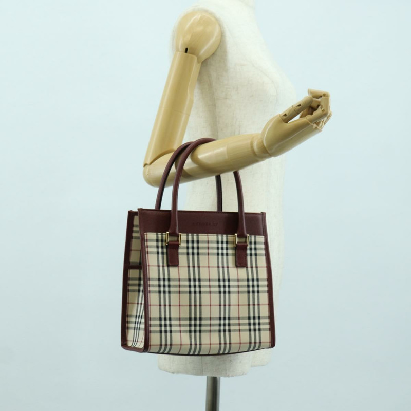 【日本直送】BURBERRY Nova 格紋手提包帆布皮革米色金色正品 am11220V-21