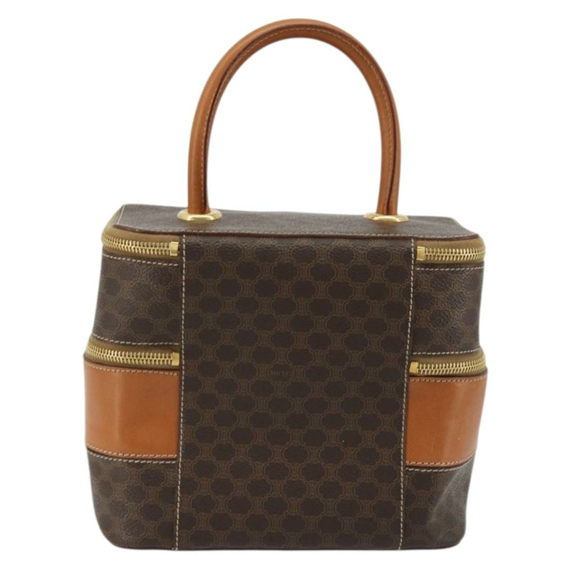 【日本直送】CELINE Macadam帆布化妝包 PVC皮革 棕色金色 正品 YKZ1479A-1