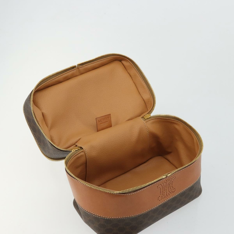 【日本直送】CELINE Macadam帆布化妝包 PVC皮革 棕色金色 正品 YKZ1479A-9
