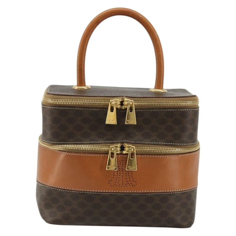 【日本直送】CELINE Macadam帆布化妝包 PVC皮革 棕色金色 正品 YKZ1479A-12