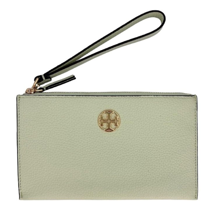 快速出貨！【TORY BURCH】大款拉鍊皮革手拿包-薄荷綠-2