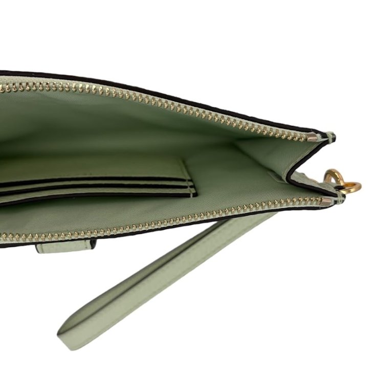 快速出貨！【TORY BURCH】大款拉鍊皮革手拿包-薄荷綠-3