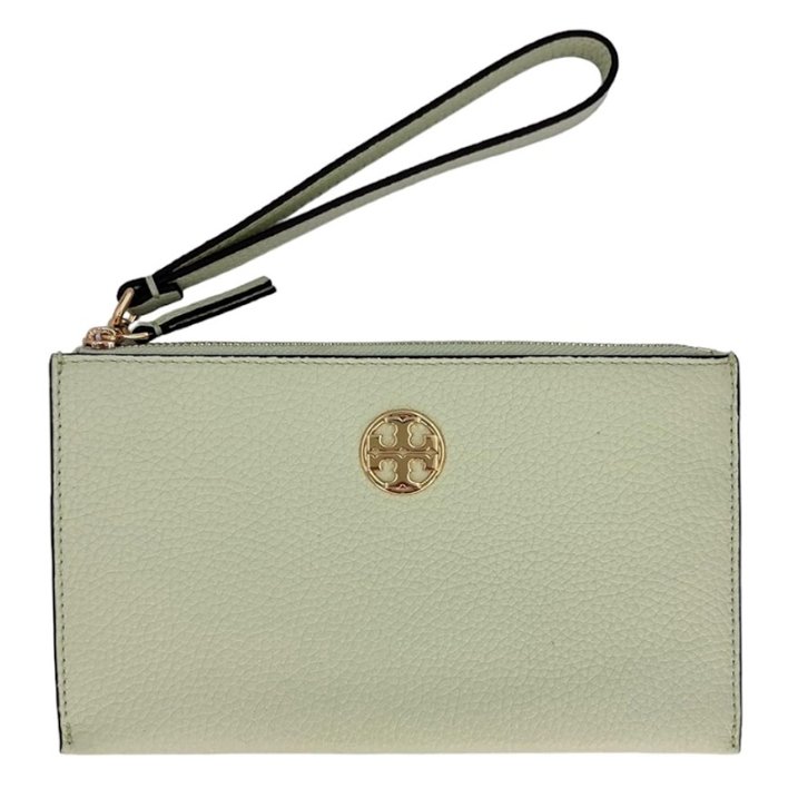 快速出貨！【TORY BURCH】大款拉鍊皮革手拿包-薄荷綠-4