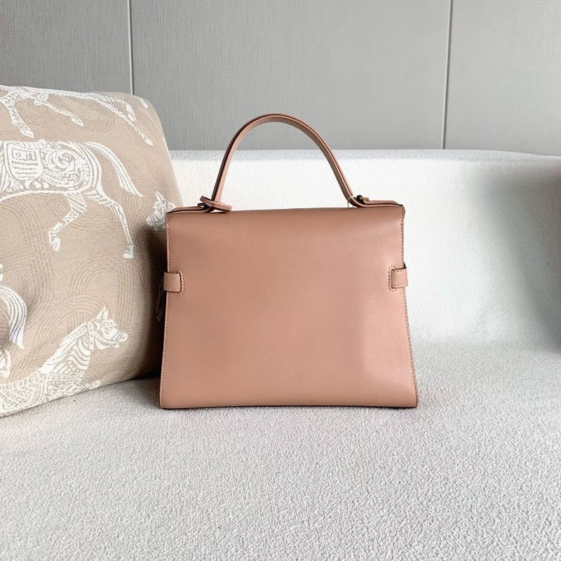 Delvaux Tempete手提斜背包 中號 豆沙色 牛皮 27*21*9 98新配件盒子 塵袋 鏡子 保卡 肩帶-4