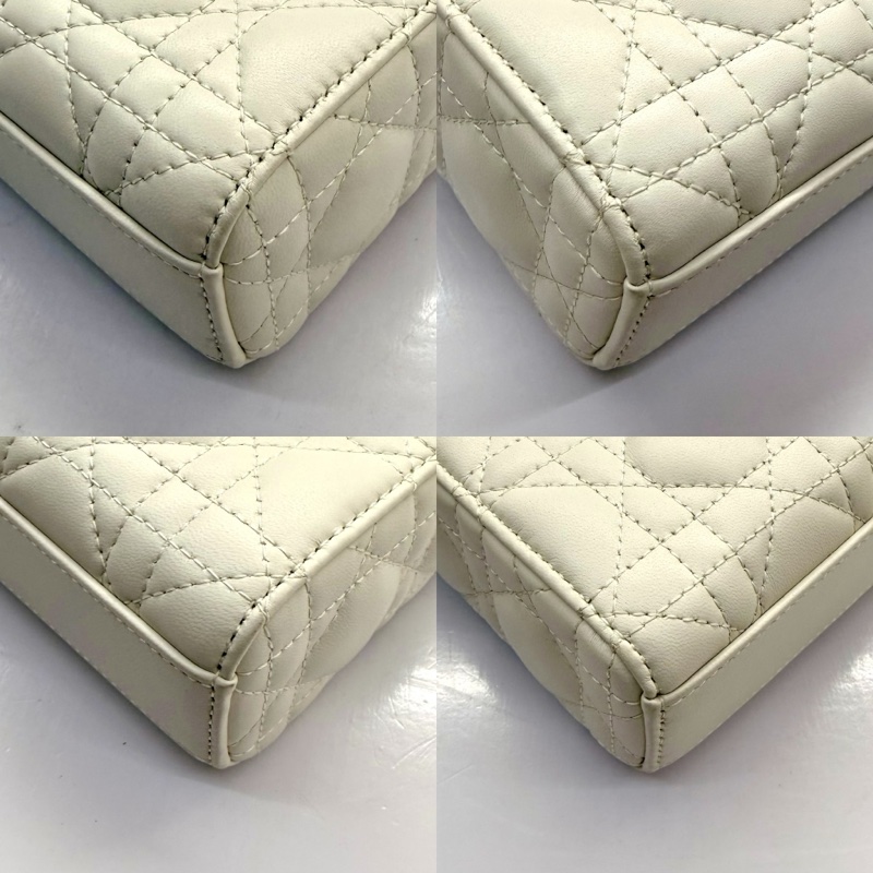 DIOR 迪奧 Lady D-Joy 中號 兩用手提包 金色五金 白色-4