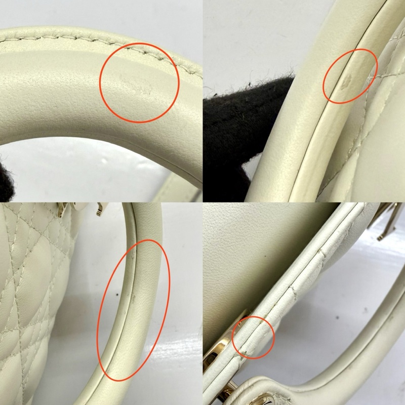 DIOR 迪奧 Lady D-Joy 中號 兩用手提包 金色五金 白色-9