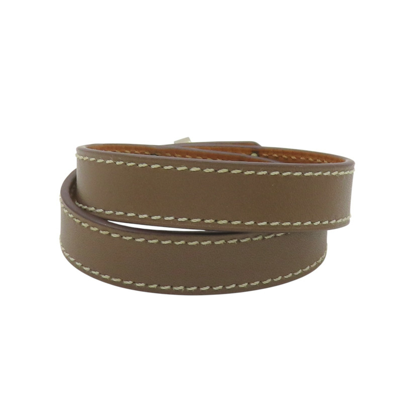 大象灰 Swift牛皮 銀色鍍金 Kelly Double Tour 手環 口Q刻【HERMES 愛馬仕】-1